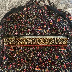 Vera Brady retired garment bag, floral black and gold women's travel bag